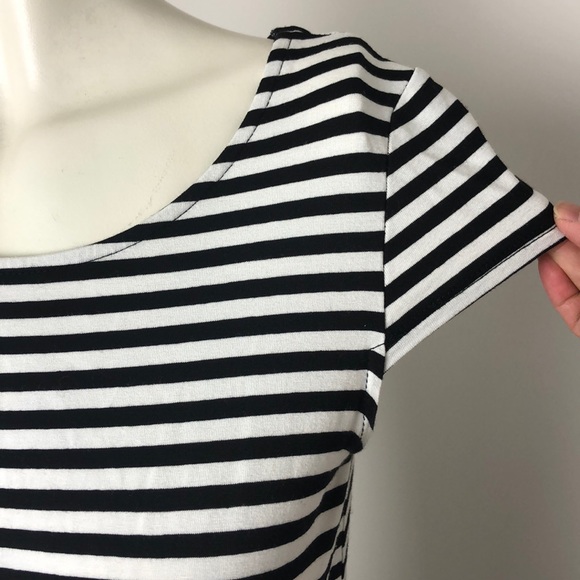 Dorothy Perkins Black/White Striped Jersey Wrap Dress Size 6/M - Picture 5 of 11